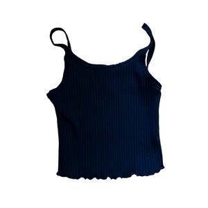 Old Navy Ribbed Cropped Black Tank Top | M